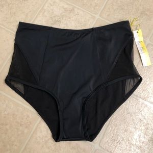 NWT S Pacun Black Mesh High Waist Bikini Bottoms